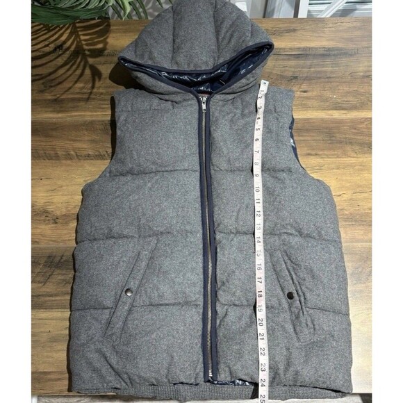 Gap Kids Wool Blend Gray Hooded Puffer Vest Size XXL 14-16 - Picture 2 of 7